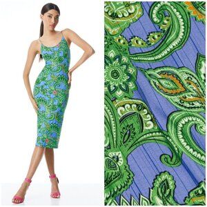 💕ALICE+OLIVIA💕 Delora Spaghetti Strap Midi Dress Spring Paisley Print 2 NWT
